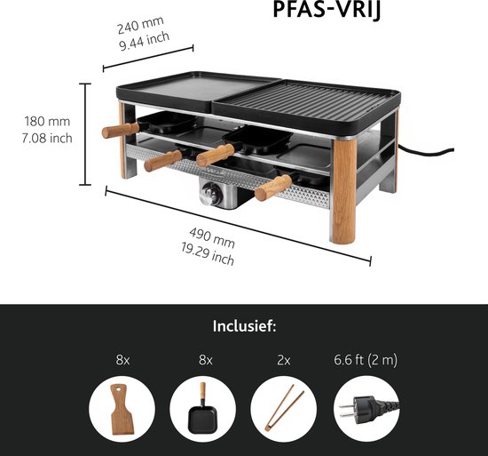 BOSKA Gourmet Pro - Gourmetstel voor 8 Personen - Met 2 Omkeerbare Grillplaten - Rustlaag — afbeelding 3