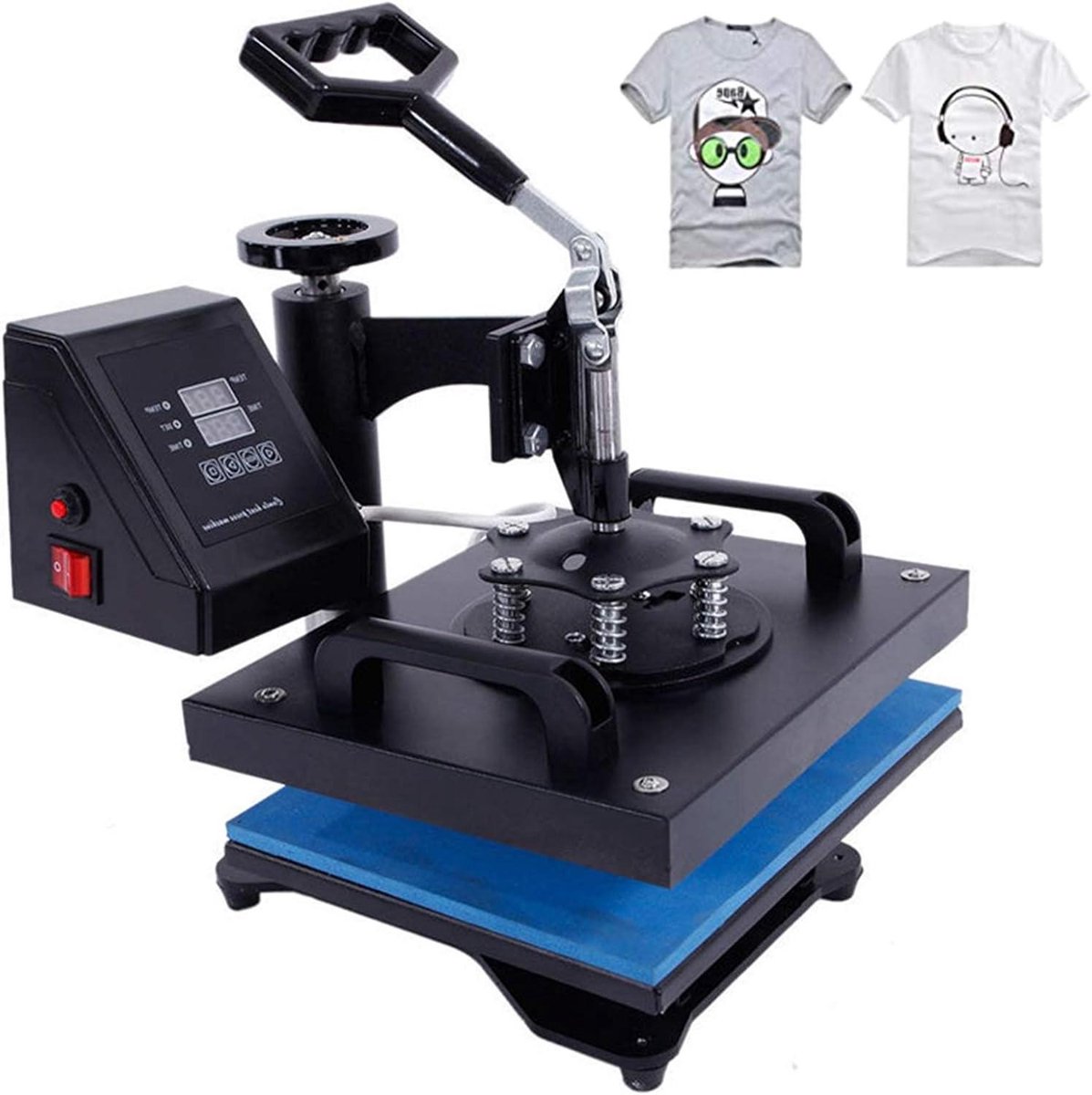 Warmtepers - Transferpers Textiel - T-shirts Bedrukken - Digitale LCD Bediening - 23 x 30 cm - Zwart Blauw
