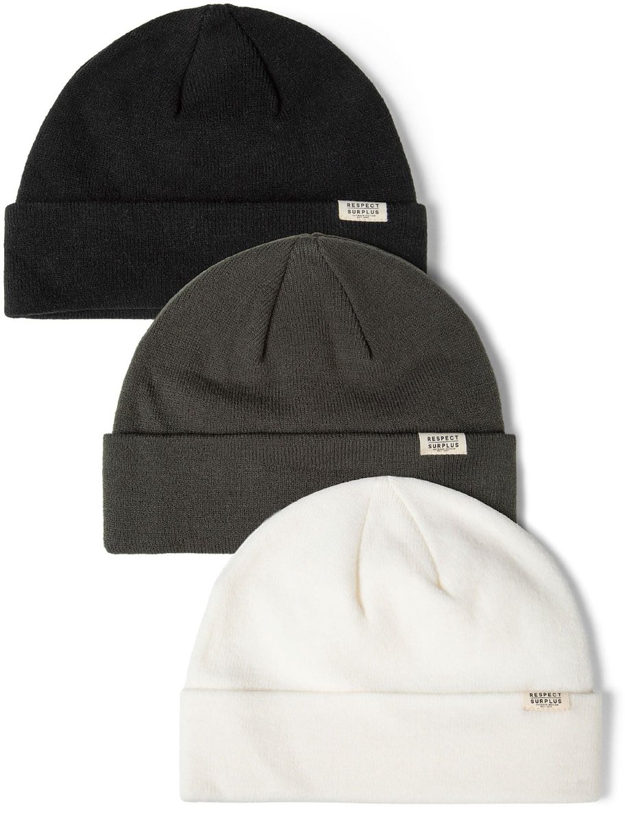 Minoti Muts Kinderen 3-pack Geribbelde Beanie - Unisex Wintermuts met Omslag