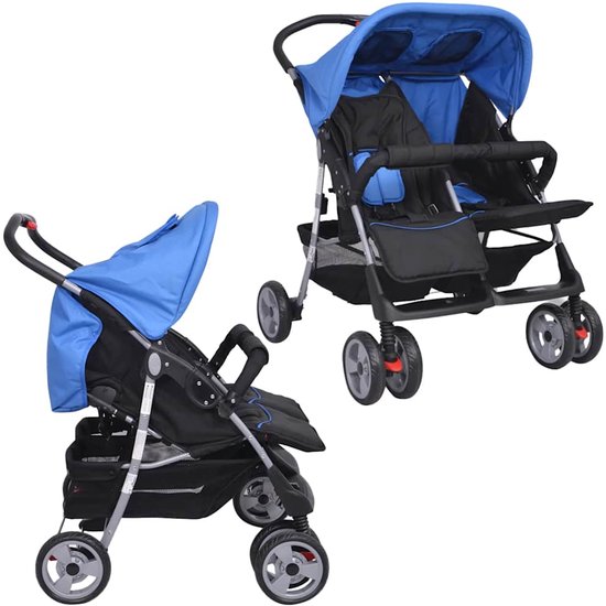 vidaXL - Tweelingwagen - staal - rood - en - zwart van Vidaxl — afbeelding 5
