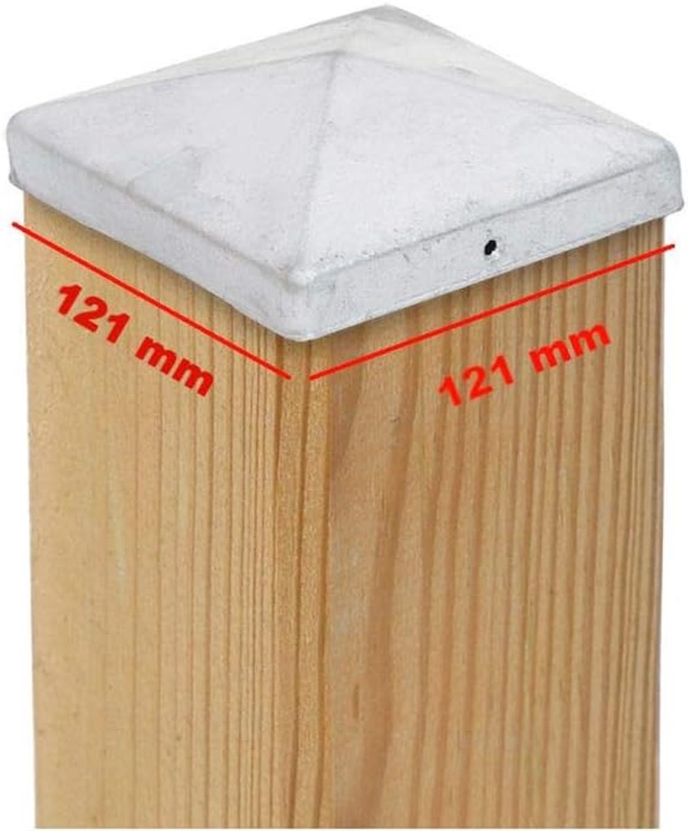 Pfostenkap piramide 121 x 121 mm - staal verzinkt - beschermt houten palen - perfect voor buitengebruik - ShopVlot