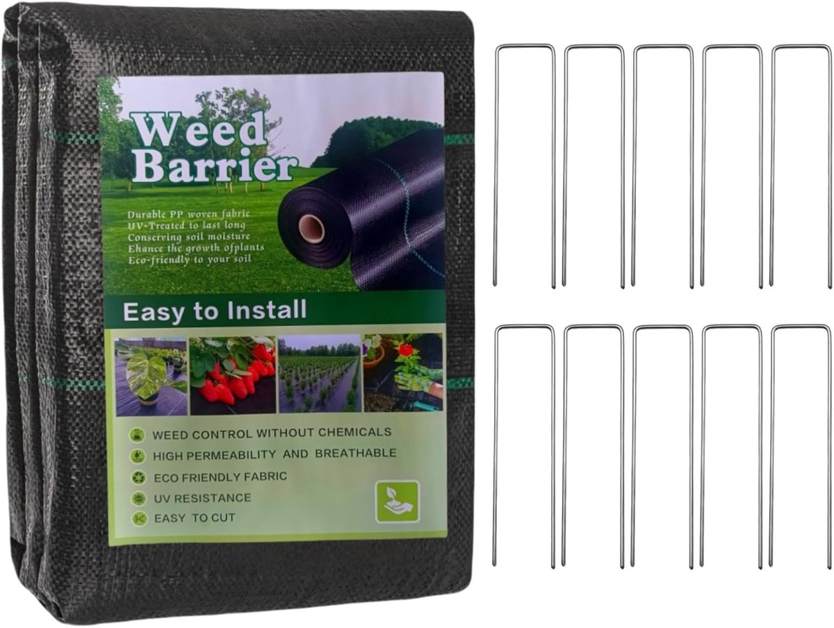 Tuinfilm waterdoorlatend - 2 x 25 meter - polyethyleen - ideaal voor plantenbedden - ShopVlot