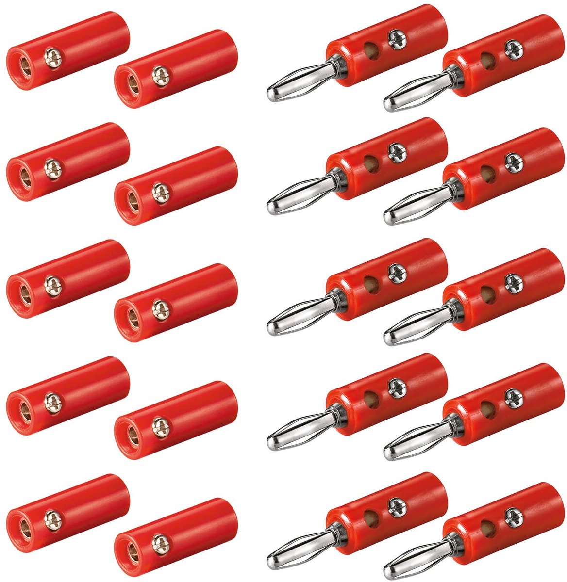 Banana plug set 4 mm - rood - met schroefsluiting - ideaal voor luidspreker kabels - ShopVlot