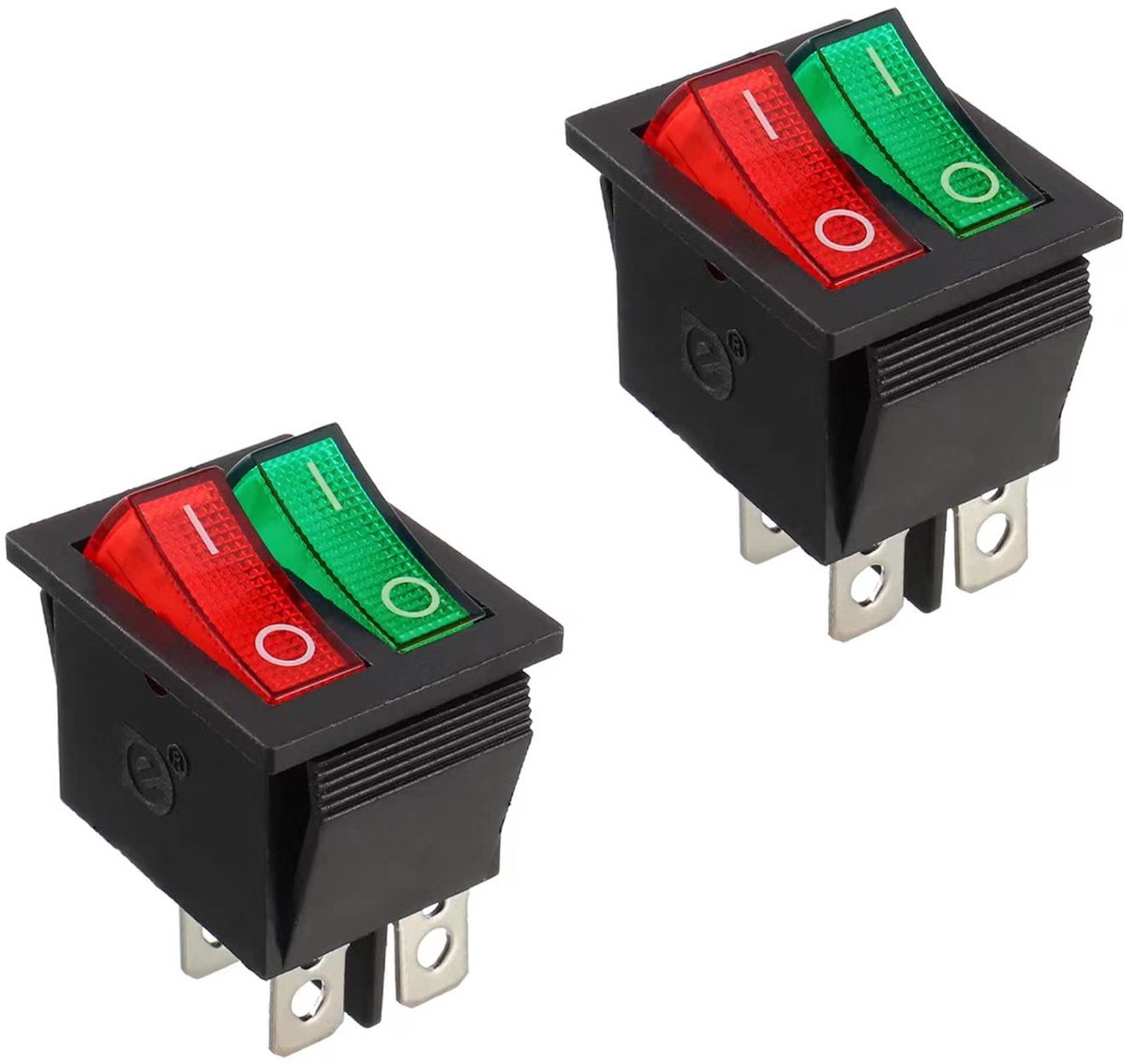 Rocker Switch 4-Pole - On/Off - Rood/Groen - Voor Bootgebruik - ShopVlot
