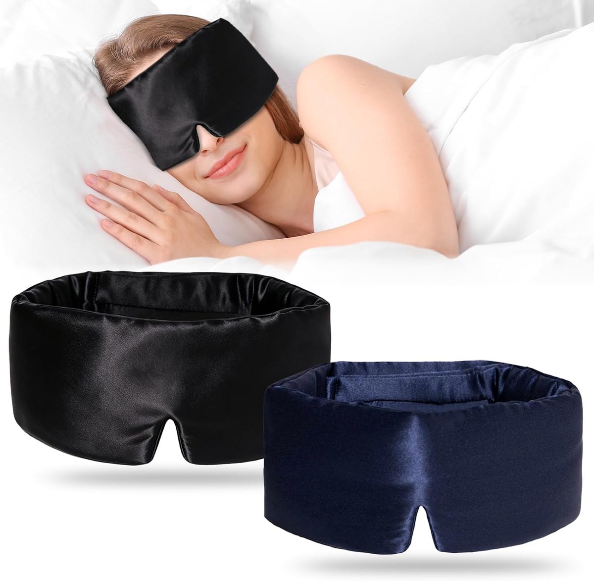 oogmasker om te slapen - 2 stuks - satijnen slaapmasker - verstelbare riem voor optimaal comfort - ShopVlot