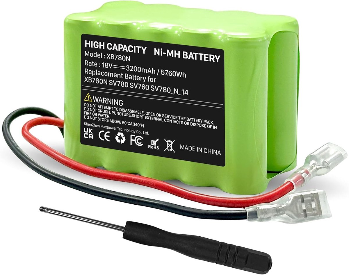 Accu voor draadloze stofzuiger - 3200 mAh vervangende batterij - compatibel met Shark XB780N, SV780N, SV760 - ShopVlot
