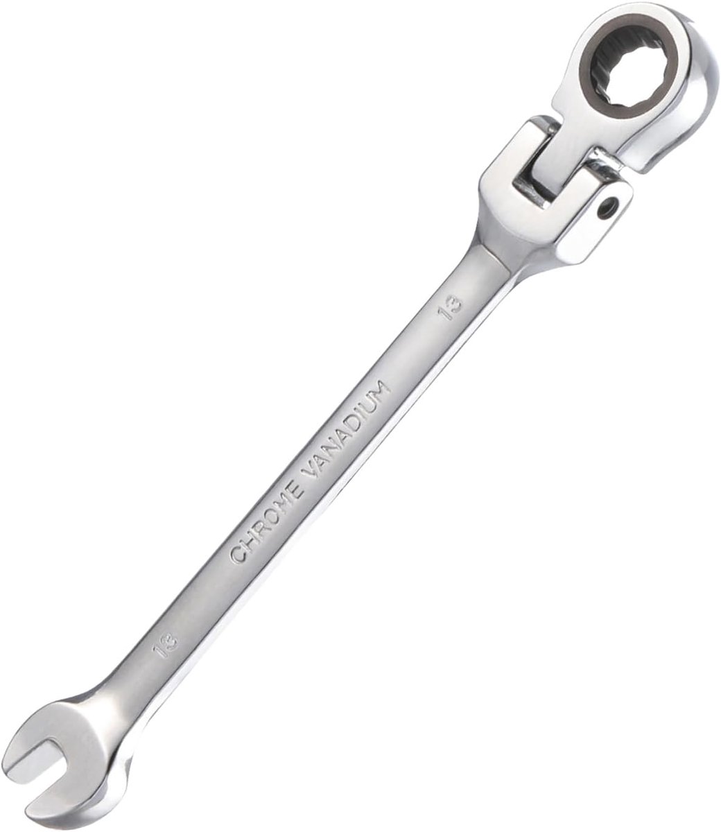 Ratelsleutel 13 mm - flex-head met 180° draaibare kop - chroom-vanadiumstaal - ideaal voor doe-het-zelf projecten - ShopVlot