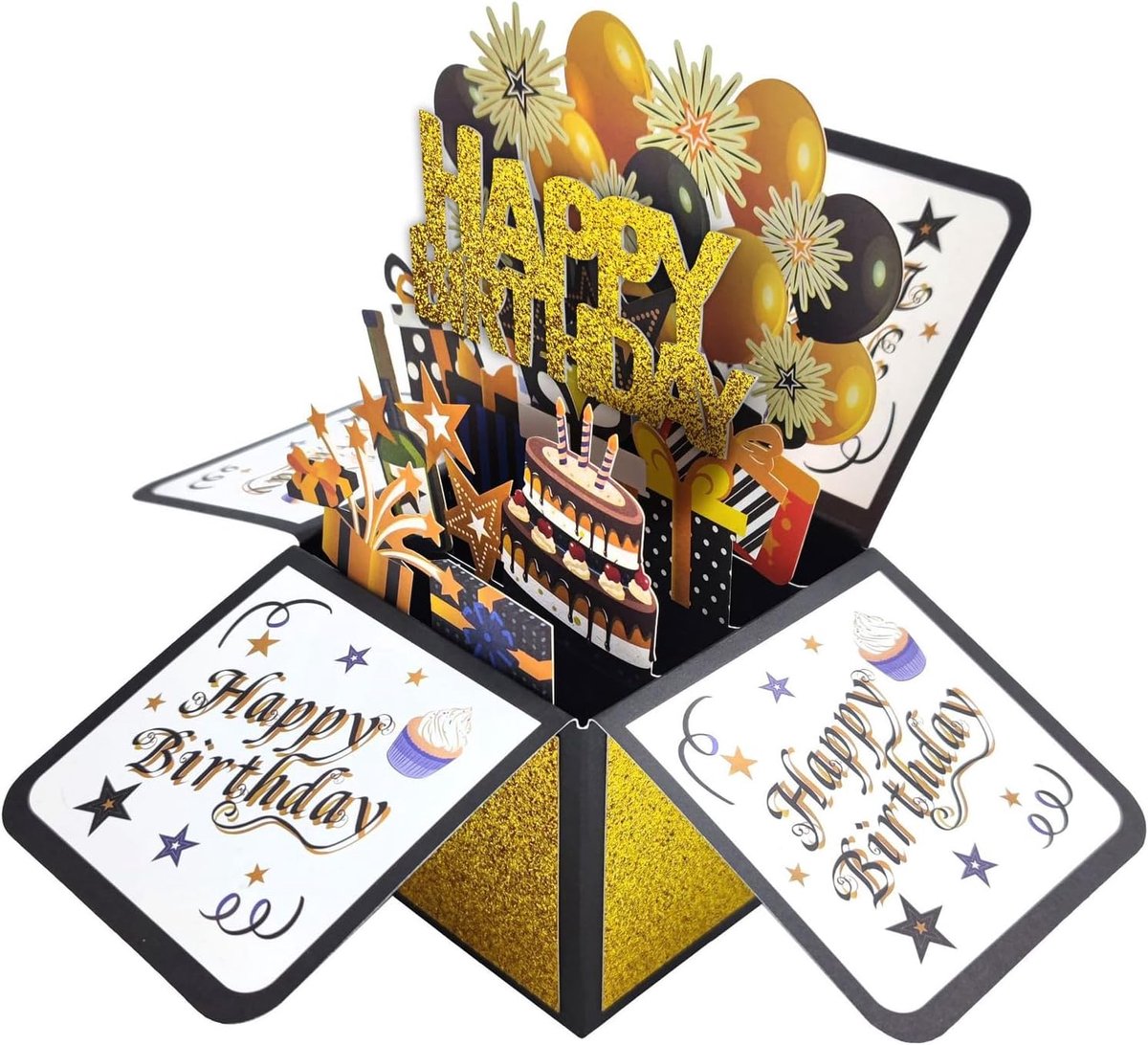 Verjaardagskaart 3D - elegante pop-up met envelop - Happy Birthday ontwerp - gedenkwaardige verrassing - ShopVlot
