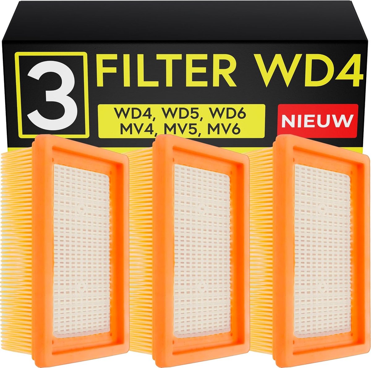 Vervangfilters voor stofzuiger WD4 WD5 WD6 - 3 stuks - Compatibel met Karcher - Verhoogt de zuigkracht - ShopVlot