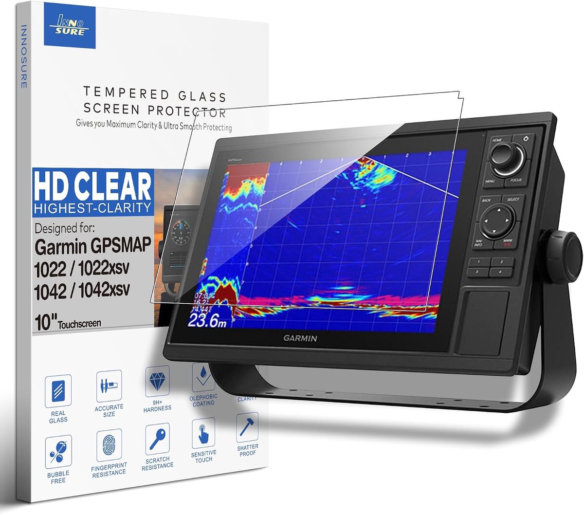 Geharde glasbeschermfolie 10 inch - HD helder - voor Garmin GPSMAP 1022/1042 - Beschermt je touchscreen - ShopVlot