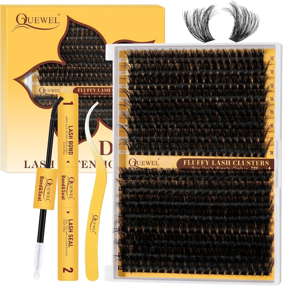 Wimperextensions 320 stuk 80D+100D - Fluffy D-Mix 12-18 - DIY set met kleefmiddel - Maak eenvoudig prachtige ogen thuis - ShopVlot