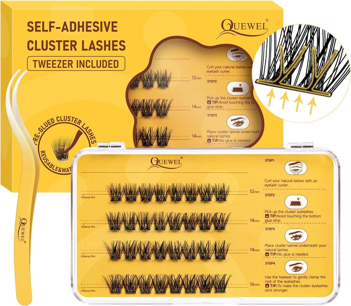 Wimpers zelfklevend - natuurlijk uiterlijk - 32 stuks - herbruikbare DIY wimperextensions voor beginners - ShopVlot
