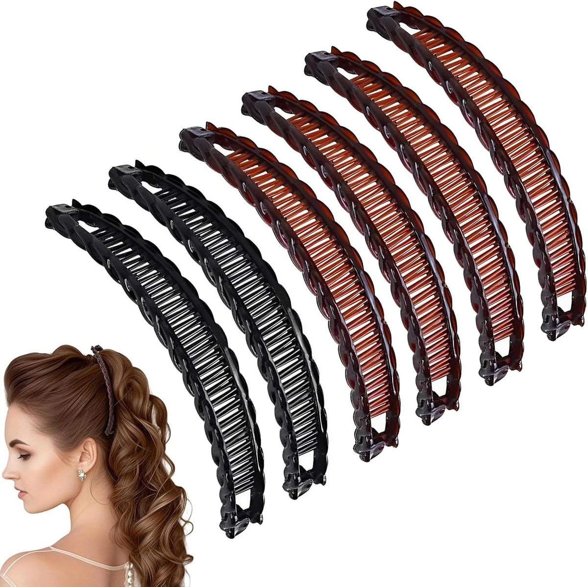 Haarspelden 6 stuks - Bananenclip - Antislip - Elegant voor dik haar - ShopVlot