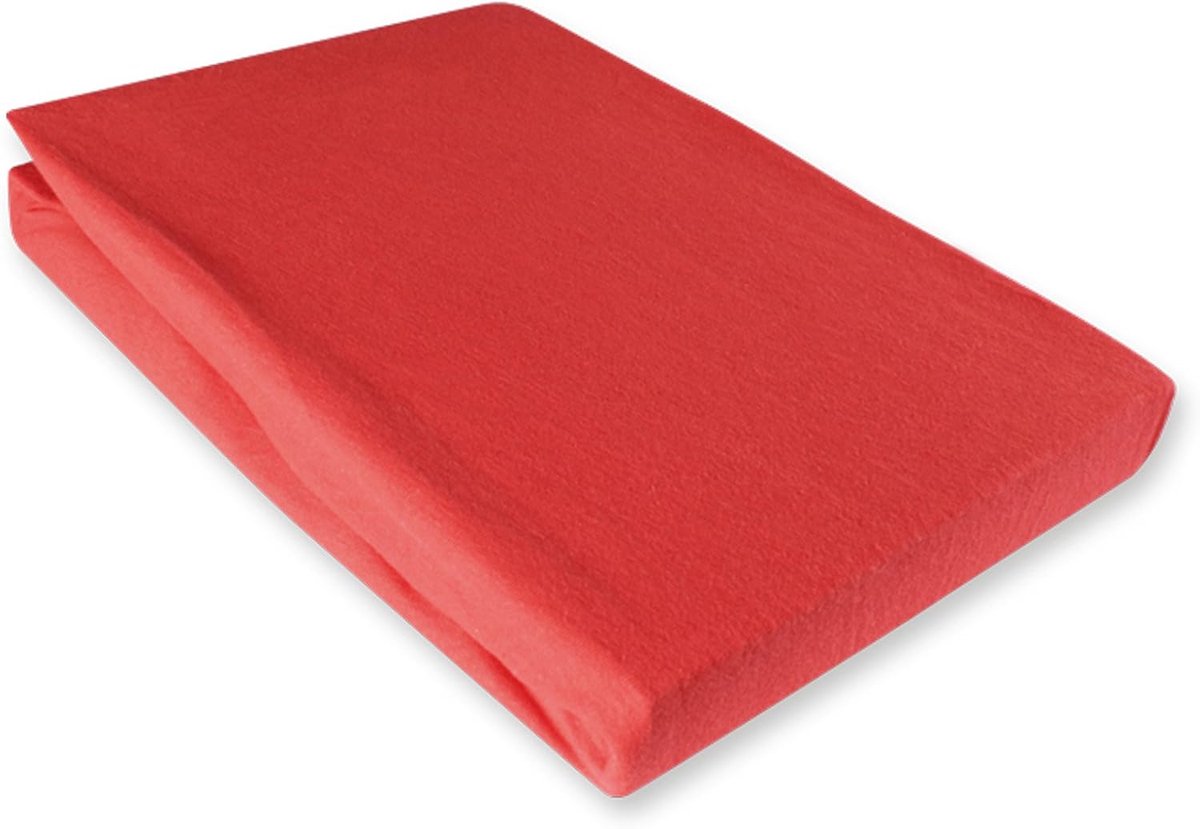 Jersey hoeslaken 140-160x200 cm - rood - 100% katoen - perfect voor een frisse uitstraling - ShopVlot