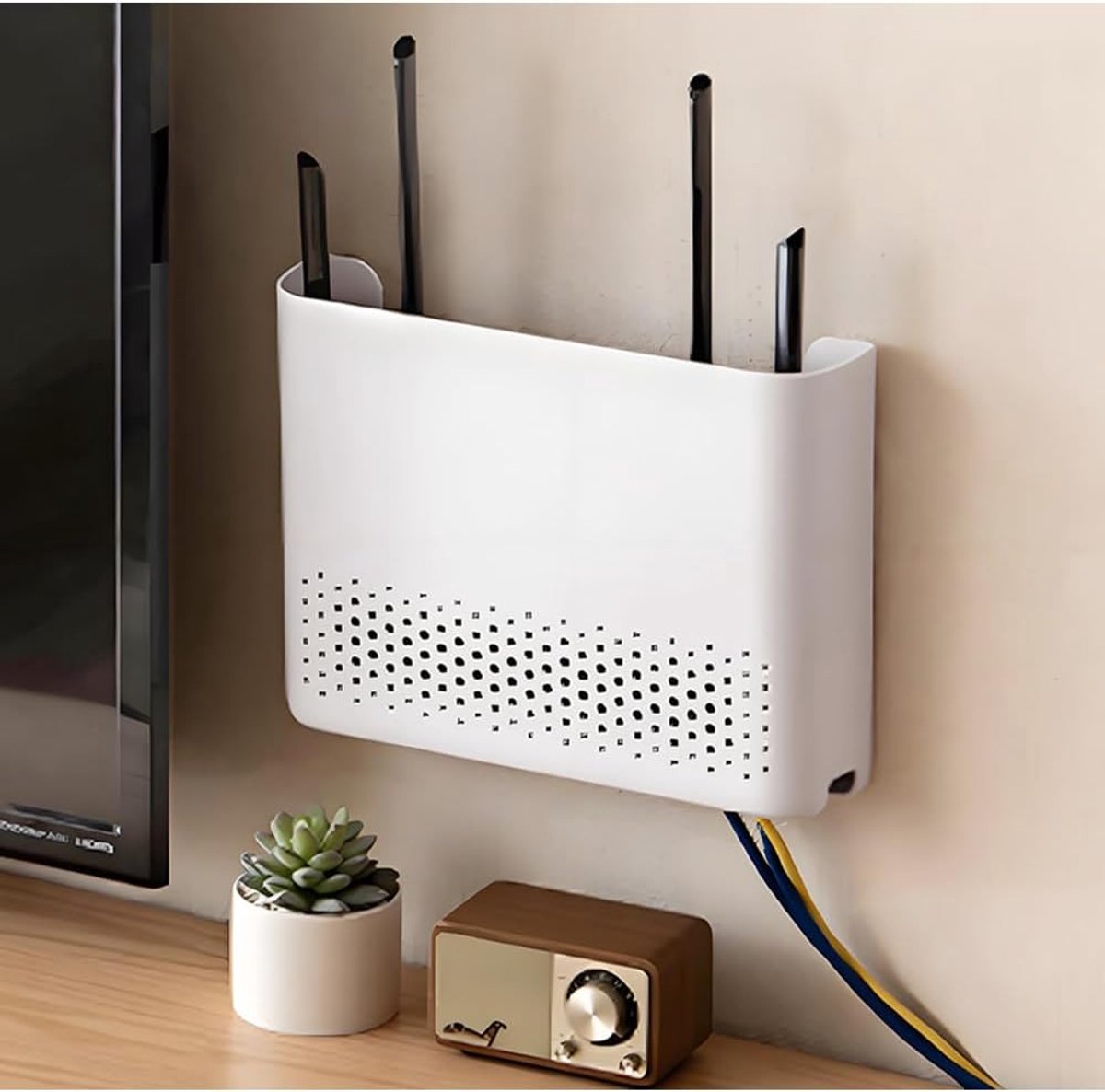 Router Box L - Wit - Wandmontage - Kabels verbergen - ShopVlot