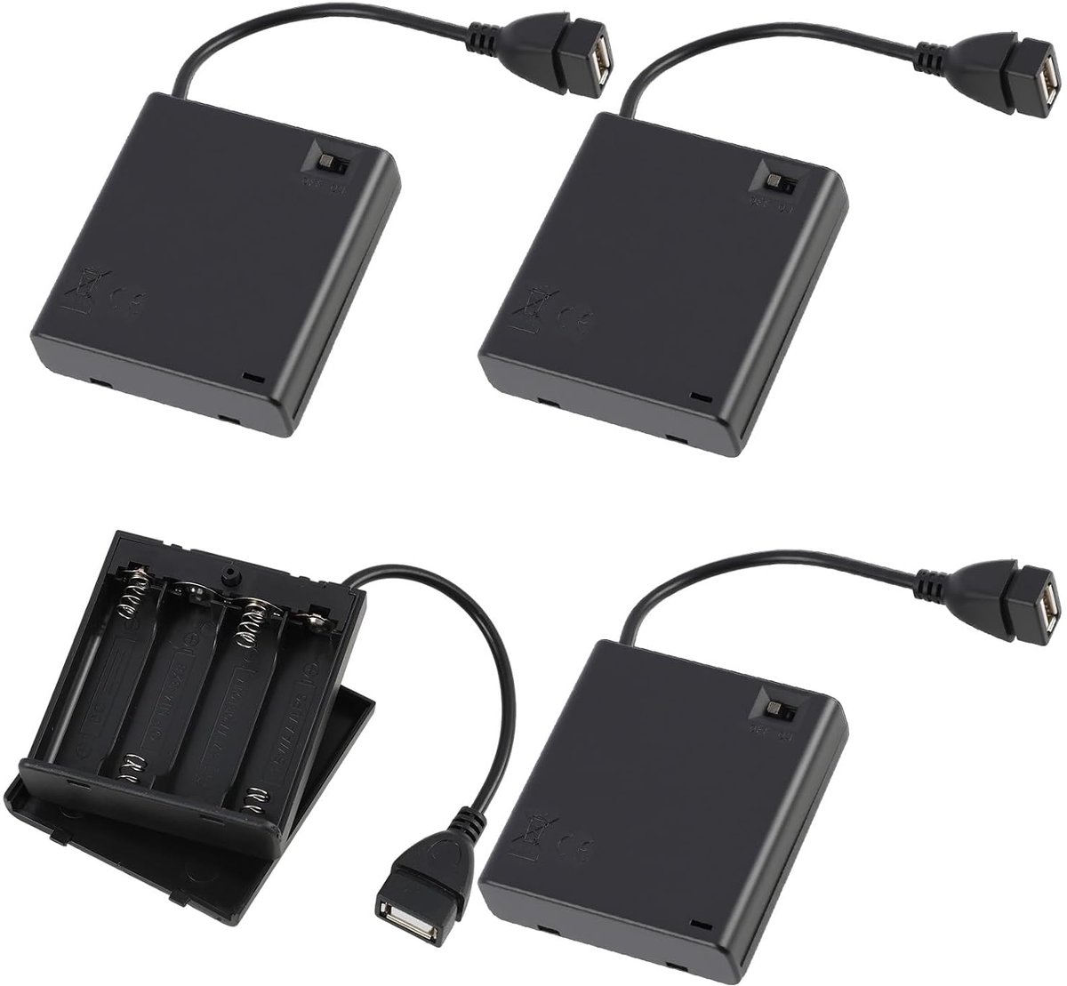 AA batterijhouder 6V - Pack van 4 met USB - Praktische opbergtas voor elektronische projecten - ShopVlot