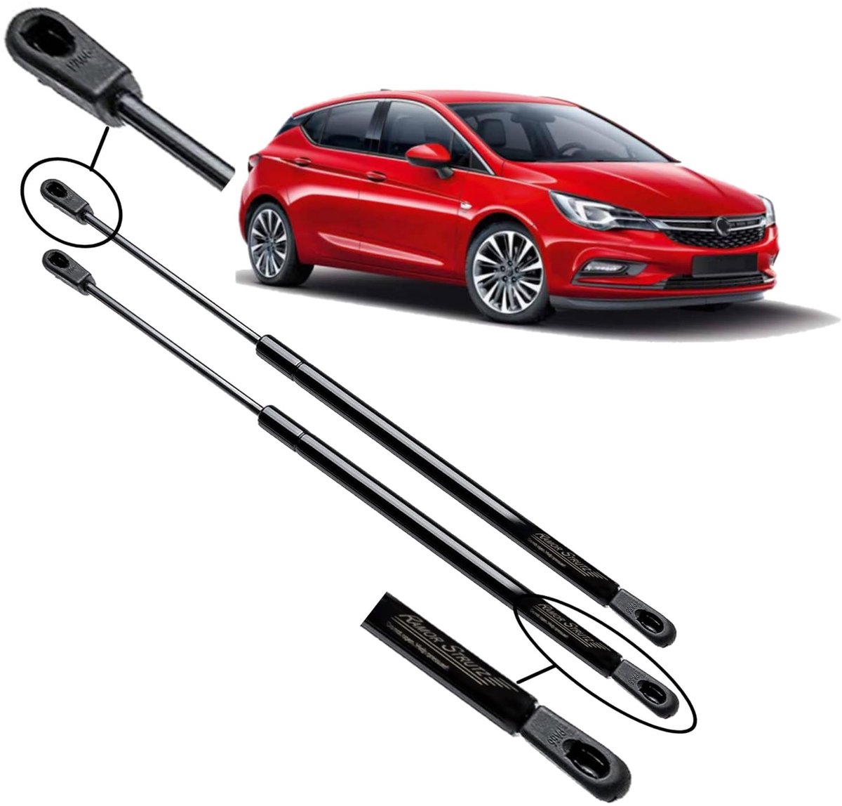 Gasveren achterklep Vauxhall Astra Mk7 2015-2025 - paar - 540mm lengte - 345N kracht - eenvoudig te installeren - ShopVlot