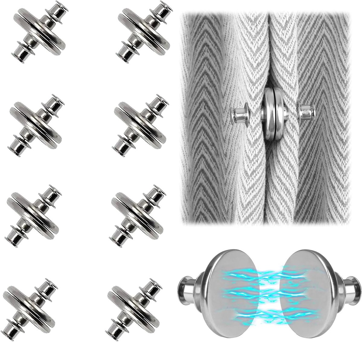 Magnetische gordijnclips 8 paar - dubbelzijdige magneten - hoge kwaliteit - eenvoudig in gebruik - ShopVlot