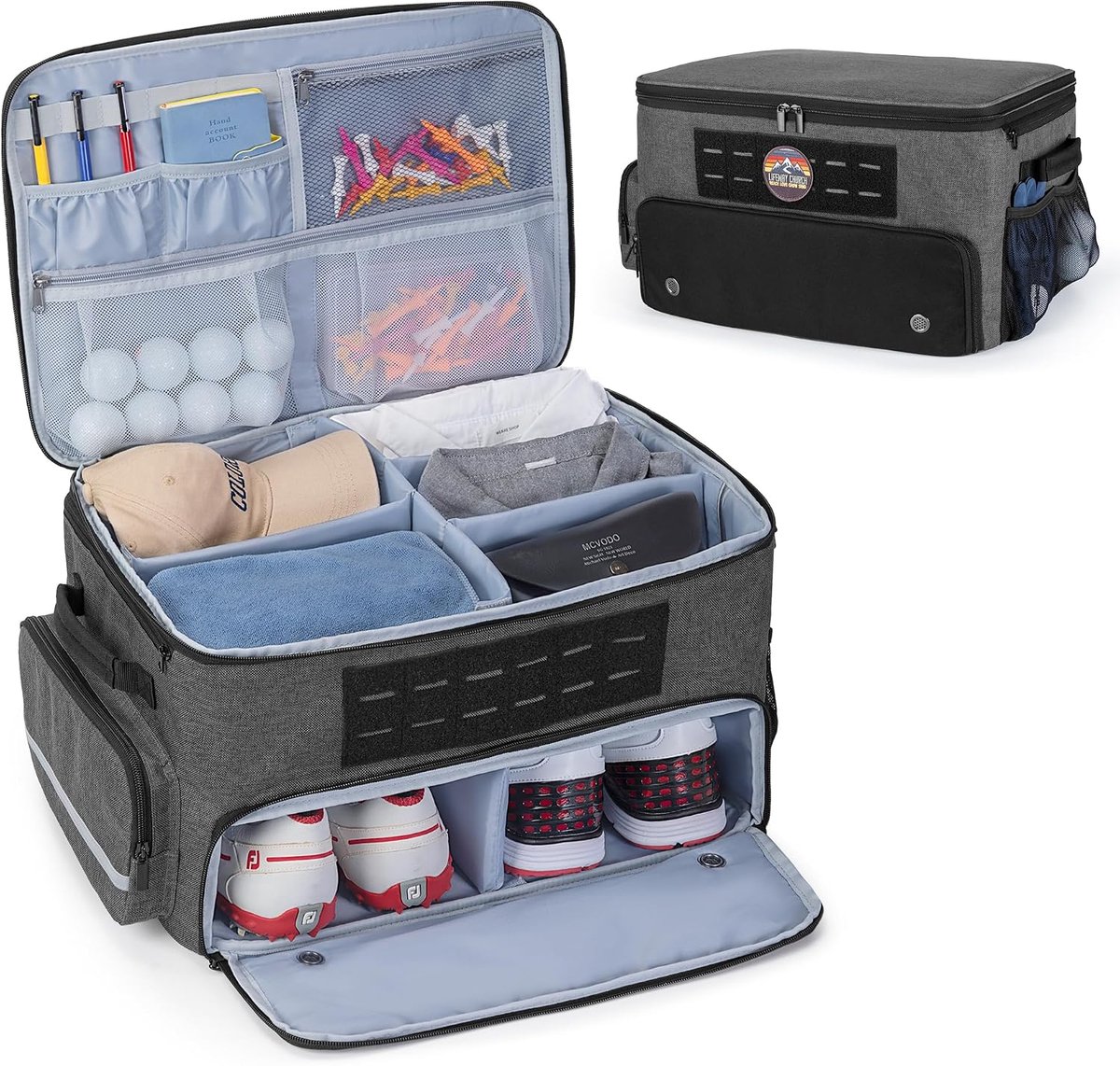 Golf Trunk Organizer - Opbergkoffer met 2 Compartimenten - Voor Schoenen tot US Maat 16 - ShopVlot