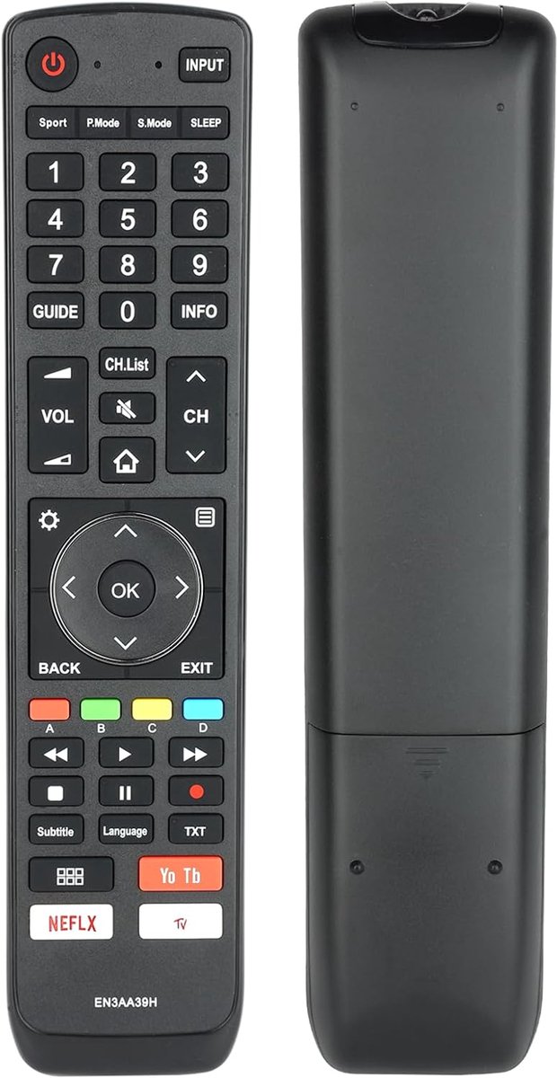 Afstandsbediening voor Hisense TV - EN3AA39H EN3AA39S - Vervangingsremote - Geschikt voor YouTube en Netflix - ShopVlot