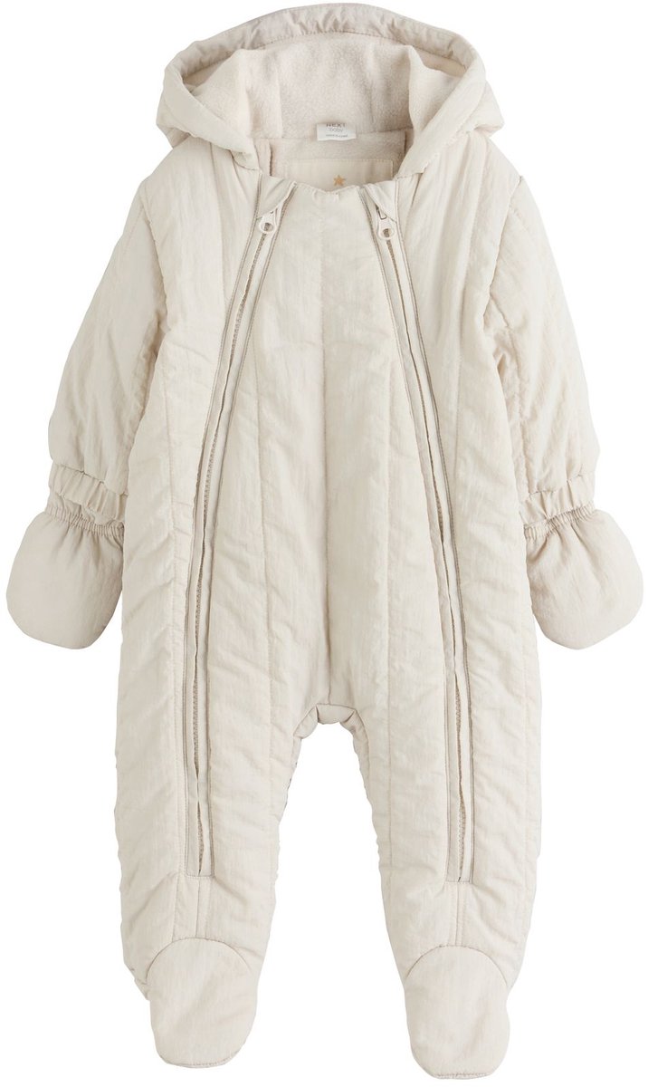 Next - Pasgeboren unisex - Little One Back-slogan doorgestikt nylon babypakje - Crème