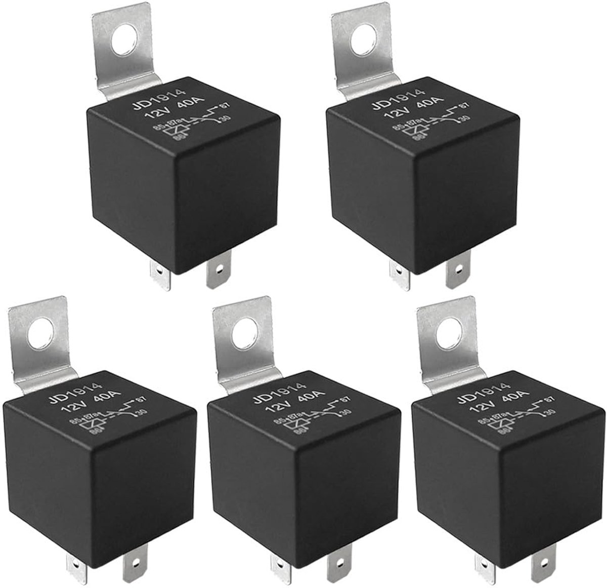 Auto relais 5 pins - 12V 40A SPDT - Met metalen montagebeugel - Eenvoudige installatie - ShopVlot
