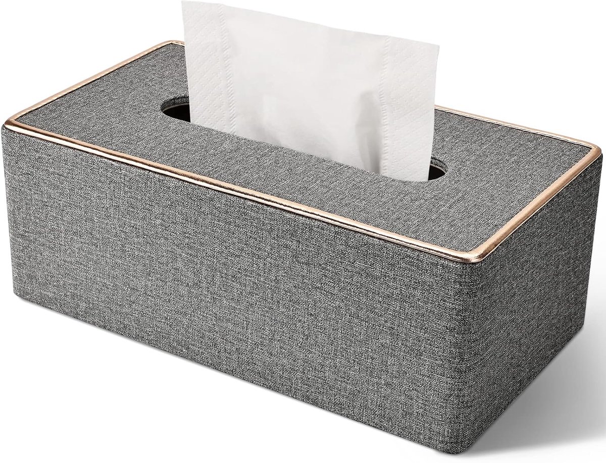 Tissue Box Handdoekdispenser 25 x 13,5 x 9,5 cm - PU Leer - Inclusief 4 Coasters - Elegant design - ShopVlot