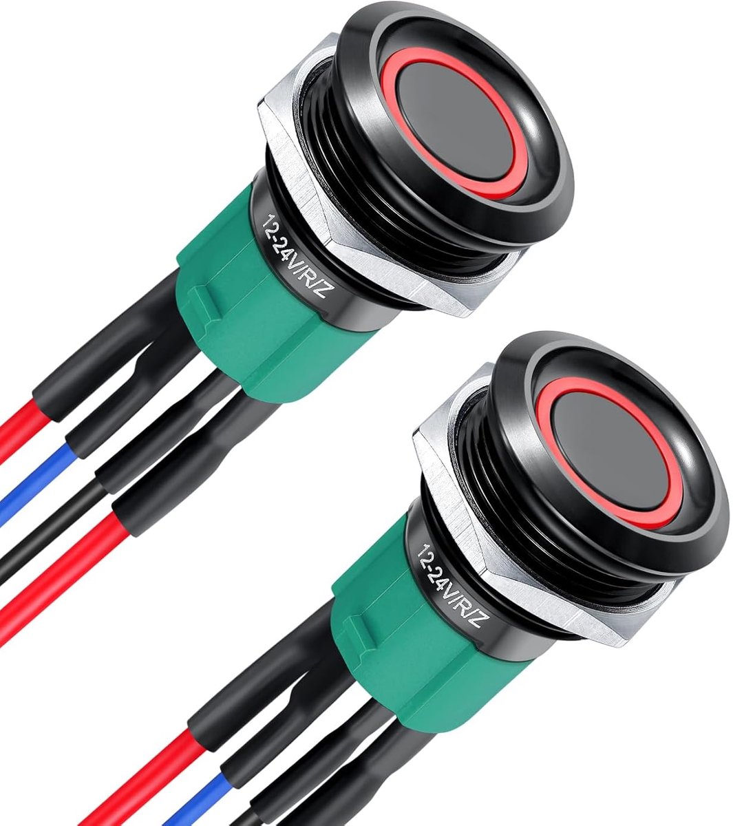 On/Off Schakelaar 12V 10A - Pushbutton 19mm - Verlichte ring - Geschikt voor camper, boot, truck - ShopVlot