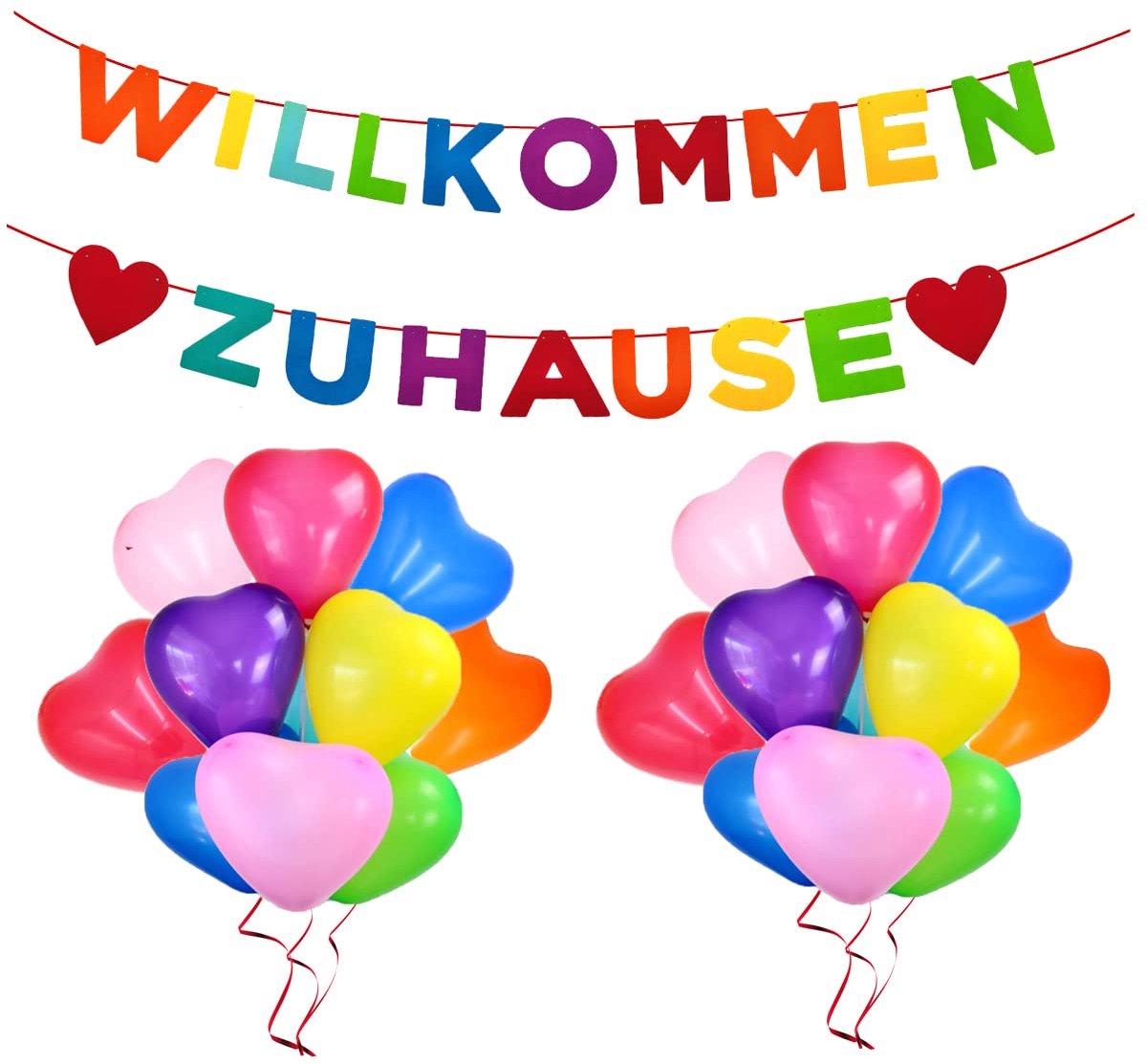 Welkom thuis decoratie set - 20 luchtballonnen - verwelkomingsbanner - voor gezellige momenten - ShopVlot