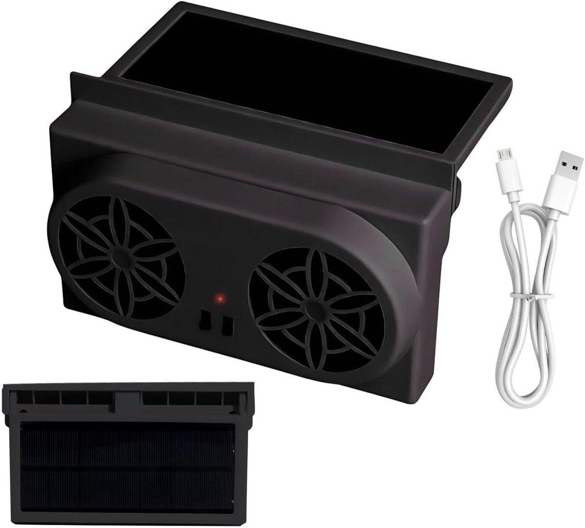 Auto Ventilator - Zonneventilator Uitlaat - Auto Koelen - Op Zonne-energie - 16 Cm - Zwart