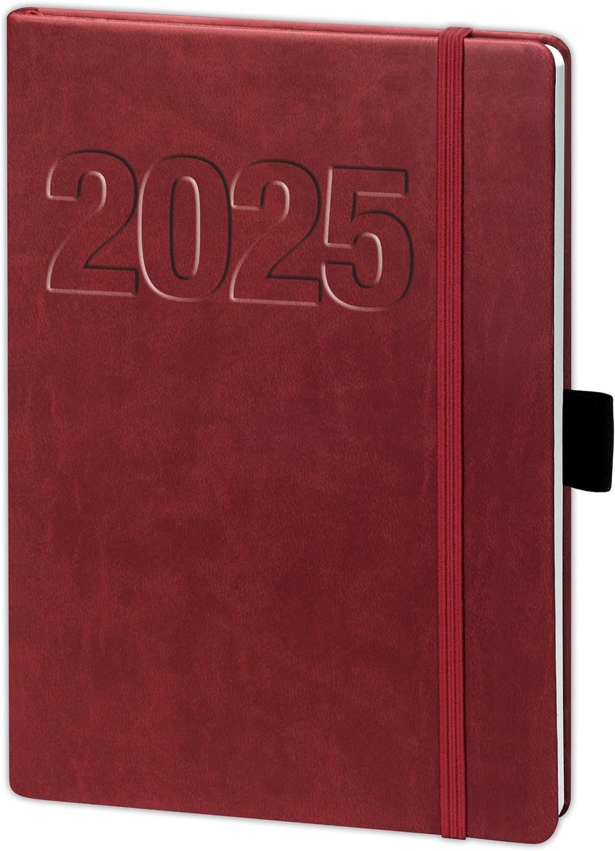Agenda A5 - bordeaux soft faux leer - 1 week = 2 pagina's - ideale planner voor dagelijks gebruik - SnelShoppen
