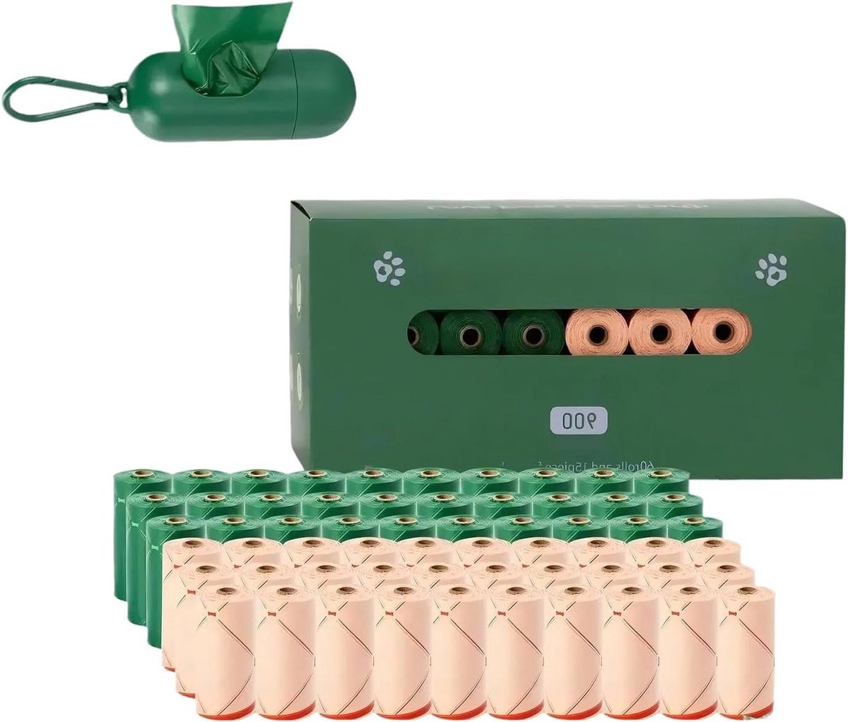 Hondenpoepzakjes - Afvalzakjes Hond - Huisdier Afval Opruimen - Lekdicht Geurloos - 60 Rollen - Roze Groen