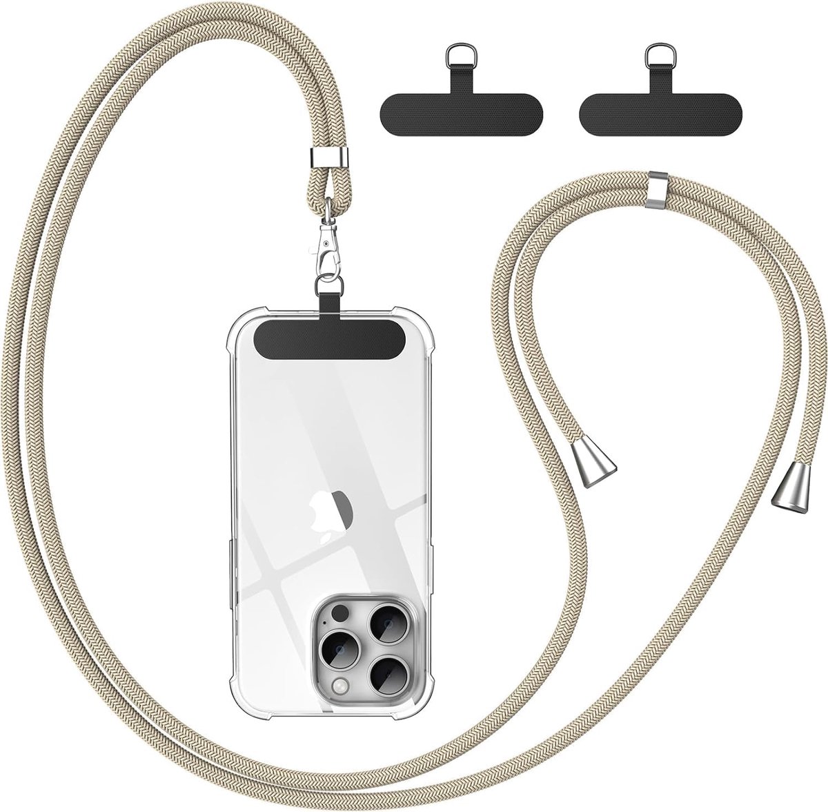 Mobiel toont 1,6 m verstelbare telefoonband - crossbody met 2 stevige patches - universeel voor smartphones - SnelShoppen