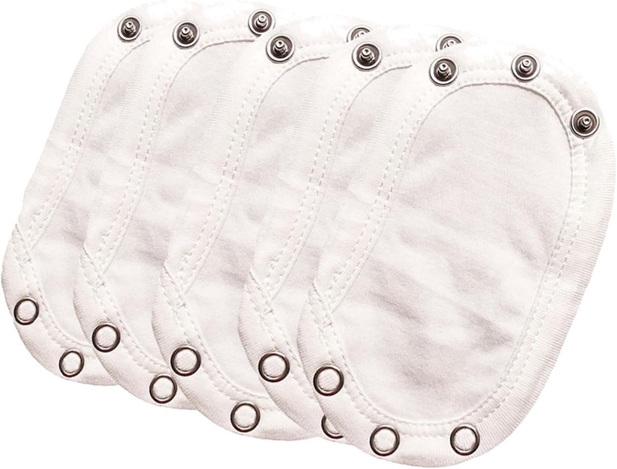SnelShoppen - 5 stuks Bodyverlenging Drukknop Baby - Comfortabele Bodyverlenging 13 cm - Katoenen Extender voor Bodysuit - Dubbellaagse Stof - Verstel