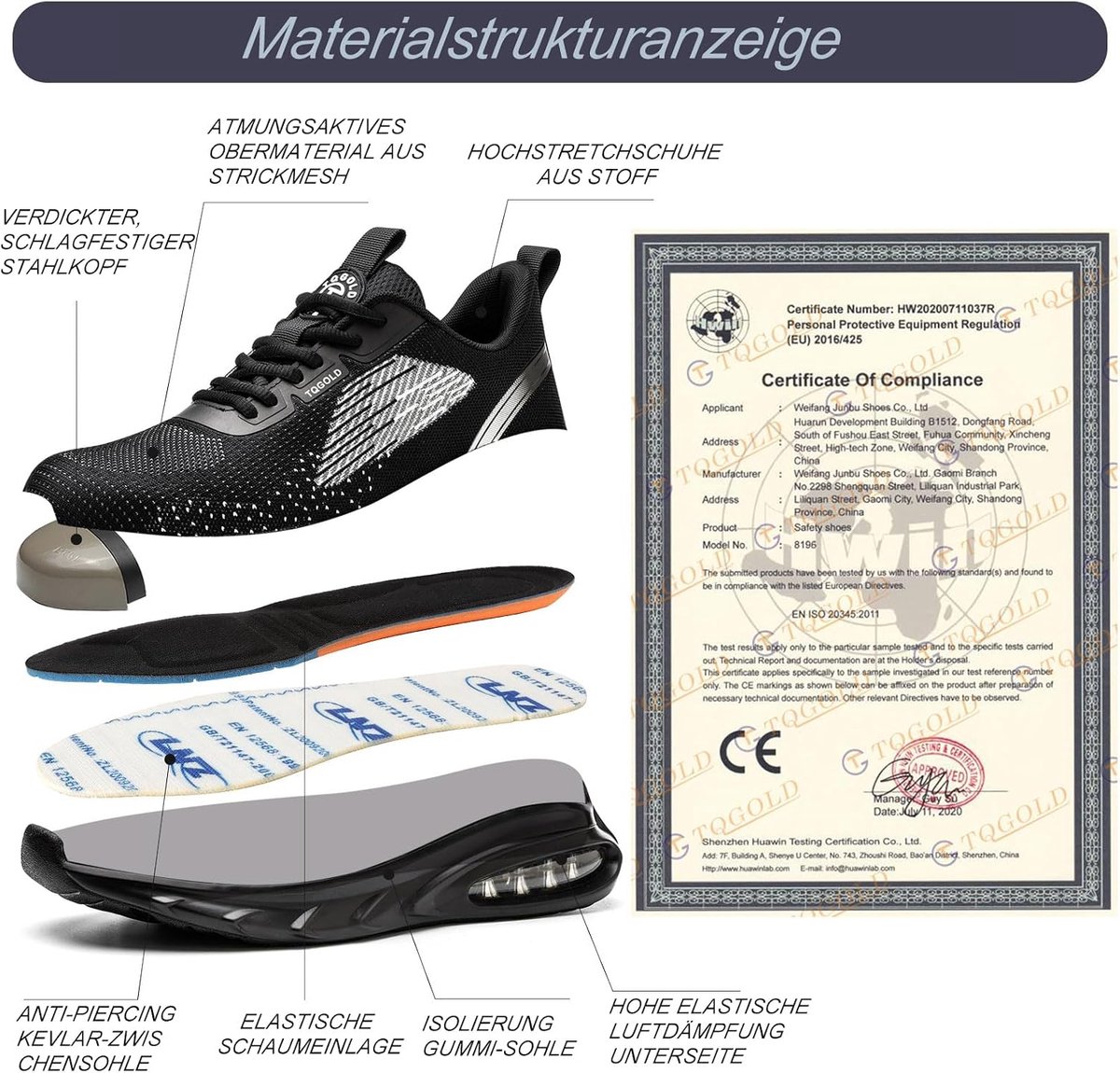 Veiligheidsschoenen 47 EU - Zwart - Stalen neuzen - Optimale demping en bescherming - SnelShoppen