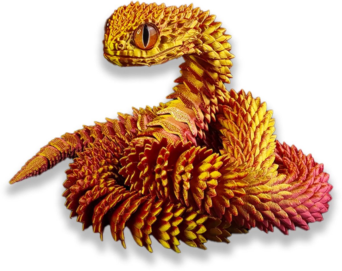 Casalora 3D Geprint Speelgoed - Beweegbaar Slangenfiguur - 30 cm - Fidgetspeeltje voor Thuiskantoren en Decoratie voor Bureaus - Rood