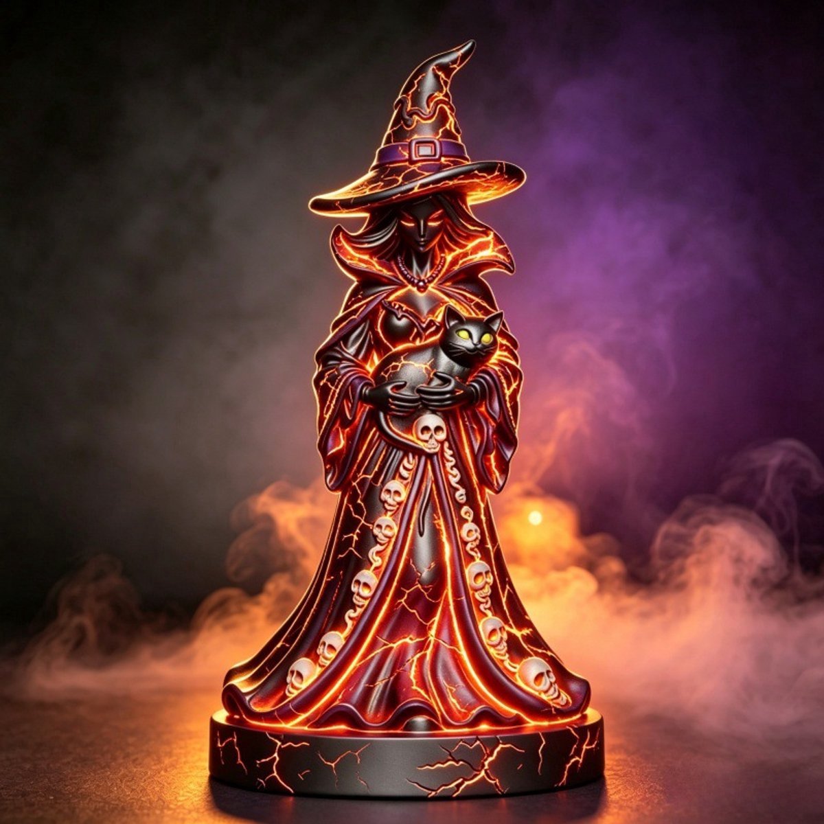Casalora Heksenbeeldje met LED Verlichting - Halloween Decoratie Hars