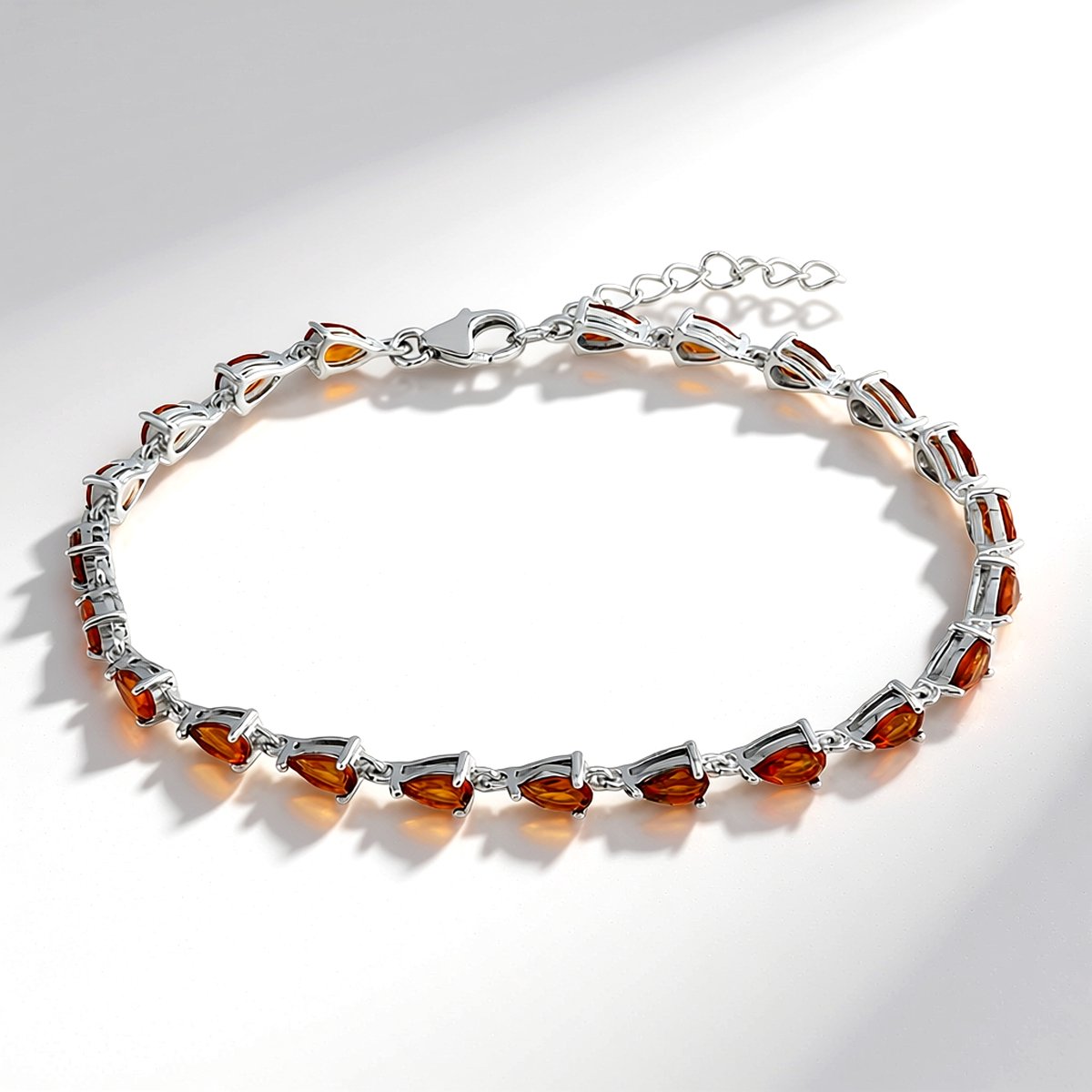 Cavill - Verstelbare Zilveren Armband - 925 Sterling Gerhodineerd - 22 Madeira Citrienen Druppel - 3,69 ct - Elegante Dames Sieraden