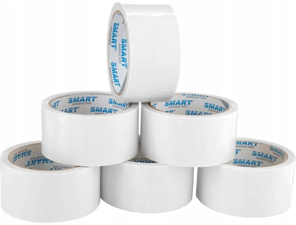 Verpakkingstape SMART BOPP Solvent Wit 48mm x 50yd - 6 Rollen