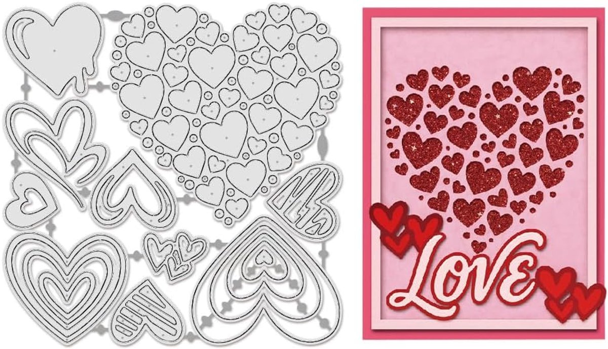 Hartthema Achtergrond Snijmondstukken Voor Kaarten Maken Herbruikbaar Koolstofstaal Valentijnsdag Motief Embossing Sjablonen Template Stansen Voor DIY Scrapbook Albums 14,5 x 14,5 cm