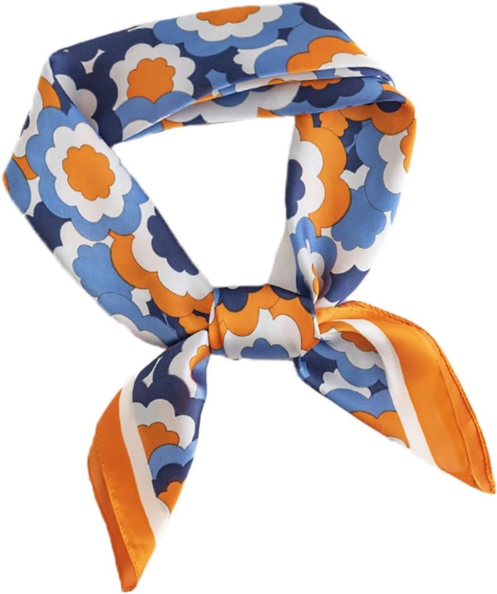 Damessjaal van kunstzijde, bloemenprint, elegant accessoire, vierkant, 70 x 70 cm