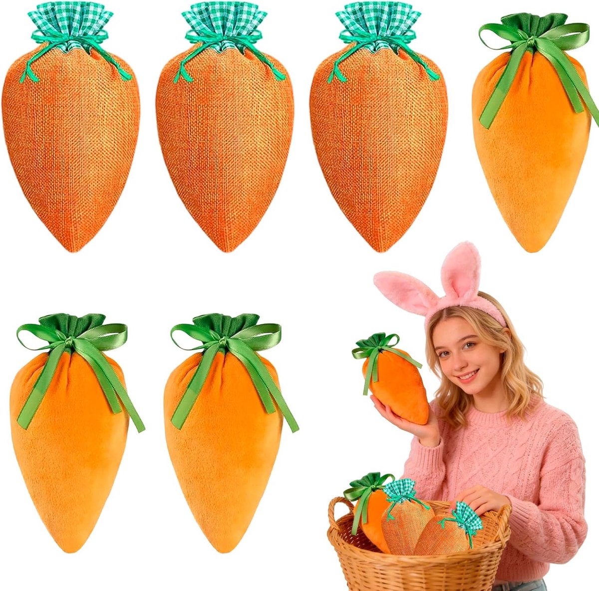 Cadeauzakjes voor Pasen, wortels paaszakjes om te vullen