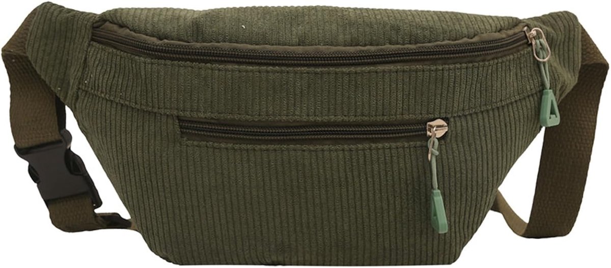Heuptas, borsttas van corduroy, effen kleur riemtas, corduroy heuptas voor dames, heuptas met ritssluiting en schouderriem met verstelbare riem