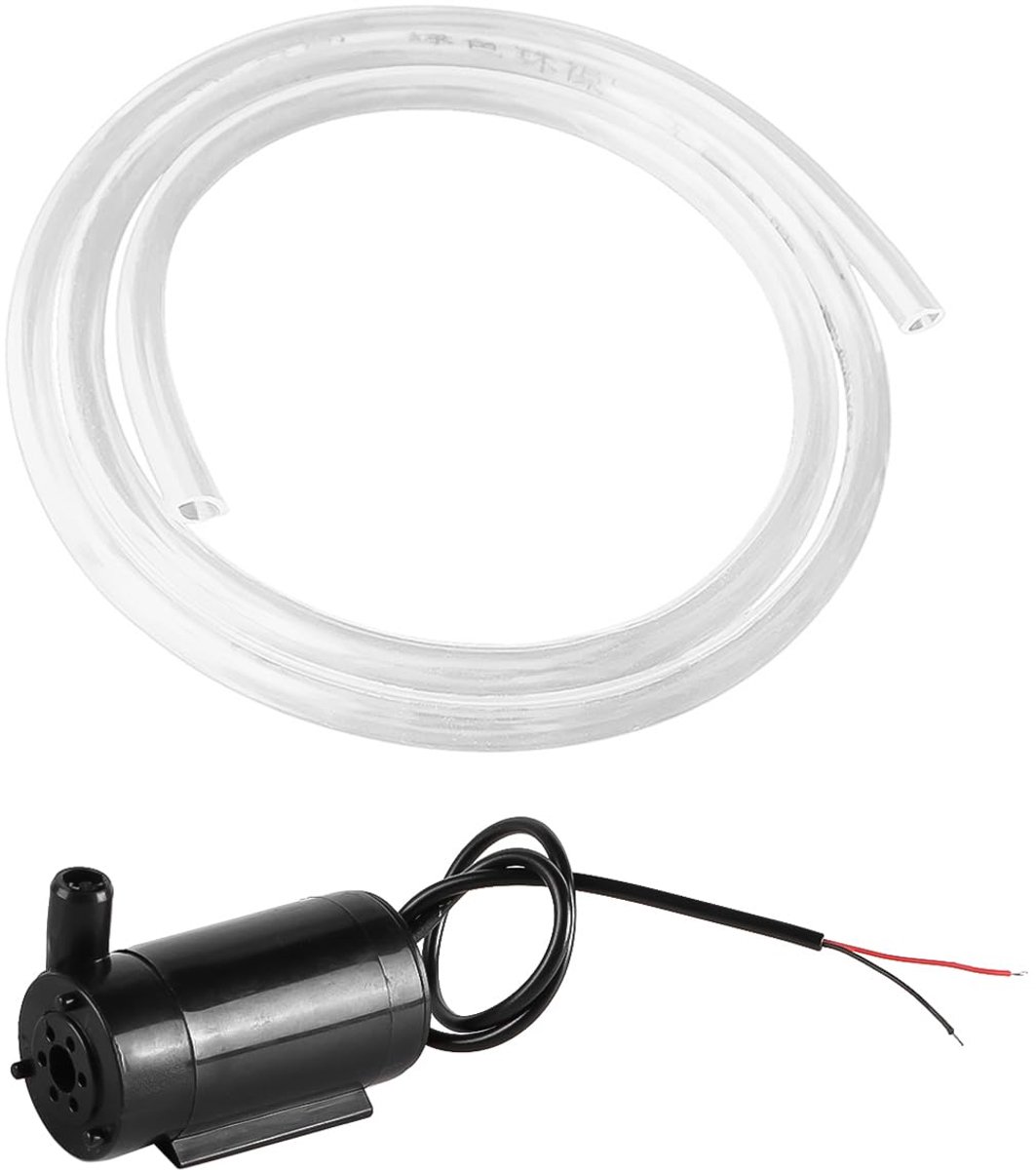 Micro-dompelpomp, mini-waterpomp, 3 V, 5 V, zwart, micro-dompelmotorpomp met transparante vinylslang, flexibele PVC-slang voor vistank, fontein, aquarium, tuin