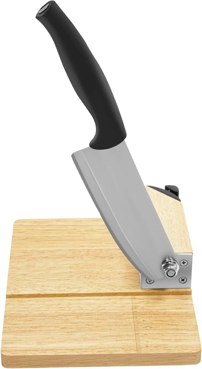 Voedselsnijmachine, handmatige snijmachine met roestvrijstalen messen, broodsnijmachine met eikenhouten snijplank, voor gesneden spek, rijstcakes, rundvlees, kaas, sandwiches