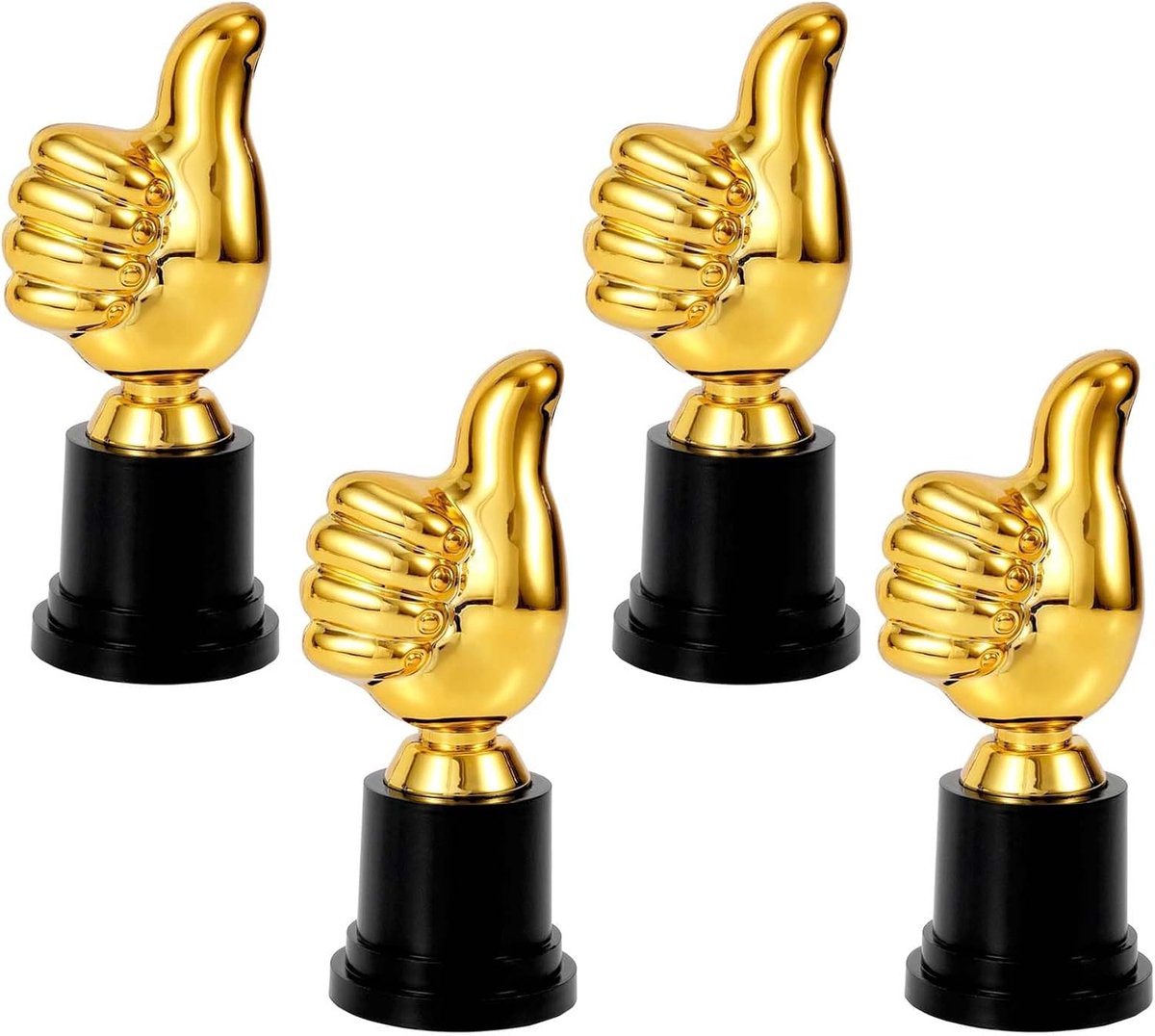 Trofeeën, goudkleurig, van kunststof, 13 x 5 cm, goudkleurig, duimvorm, mini-trofeeën, klassieke trofeeën voor geschenken, onderscheidingen, souvenirs, decoratieve ornamenten (goud)