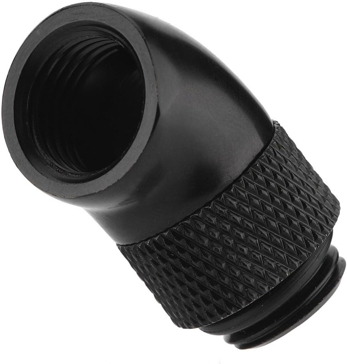 "draadverlengingsfitting, 45 ° buigingshoek Roterend verbeteren adapterfitting voor computer waterkoelsysteem, zwart