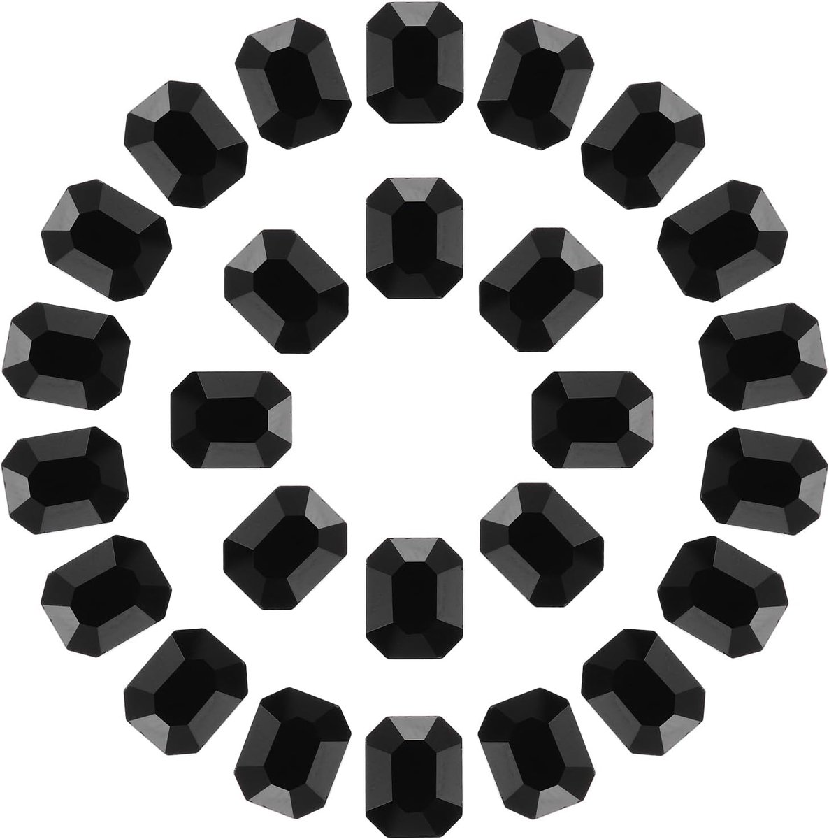 Strassteentjes, 8 x 10 mm, 100 stuks, kristal facet strassteentjes met zilverkleurige glazen steentjes voor knutselwerk (zwart)