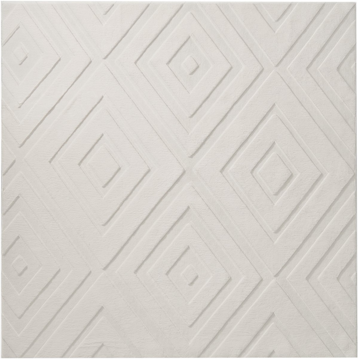 BORAH - Vloerkleed - Gebroken wit - 160 x 160 cm - Polyester