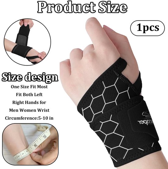 Polsbandage voor ondersteuning, ademende sportcompressiebandage met duimbescherming voor fitness, kantoor en dagelijks gebruik, rechts/links — afbeelding 2